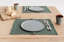 Set of 2 Reseda Green Linen Placemats