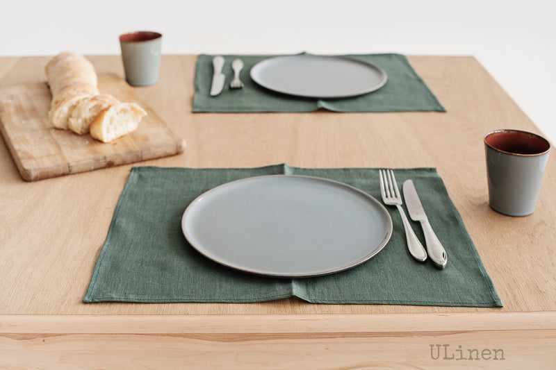 Set of 2 Reseda Green Linen Placemats