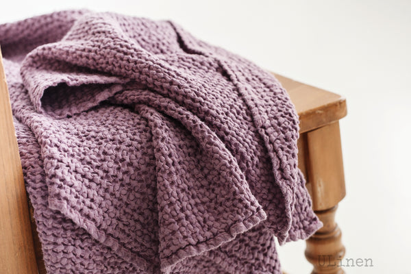 Purple Waffle Linen Bath Towel