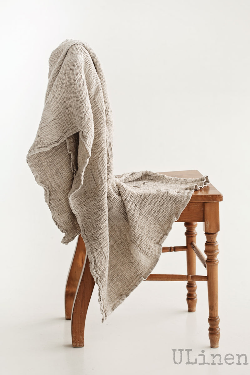 Gray Waffle Linen Bath Towel