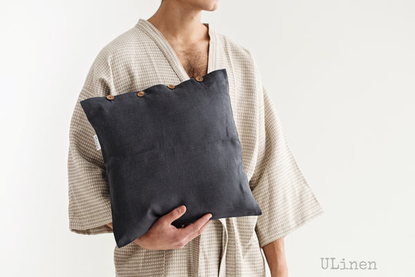 Basalt Grey Linen Deco Pillowcase