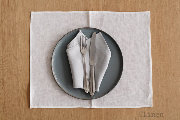 Set of 2 Linen Napkins in Telegrey Color