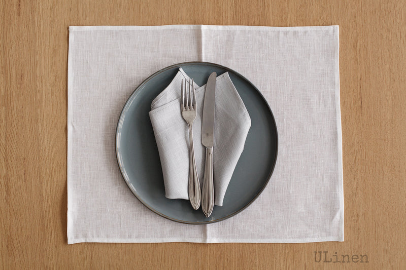 Set of 2 Linen Napkins in Telegrey Color