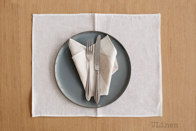 Set of 2 Linen Napkins in Cream & Silk color