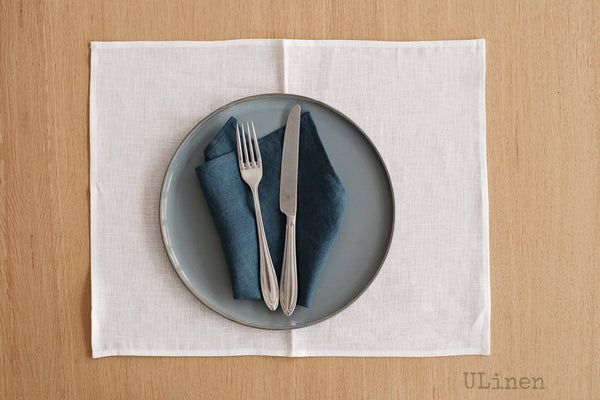 Set of 2 Linen Napkins in Green Blue Color