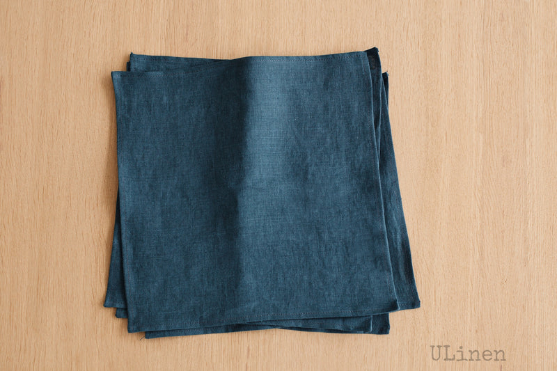 Set of 2 Linen Napkins in Green Blue Color