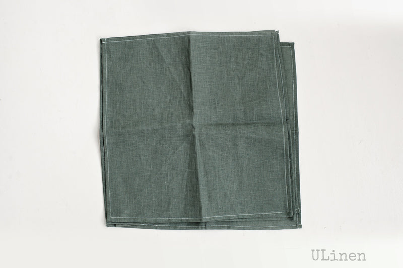 Set of 2 Linen Napkins in Reseda Green Color