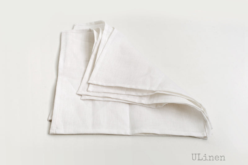 Set of 2 Linen Napkins in White Color