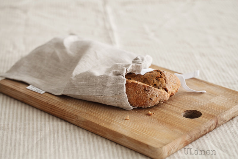 Linen Bread Bag (with drawstring)