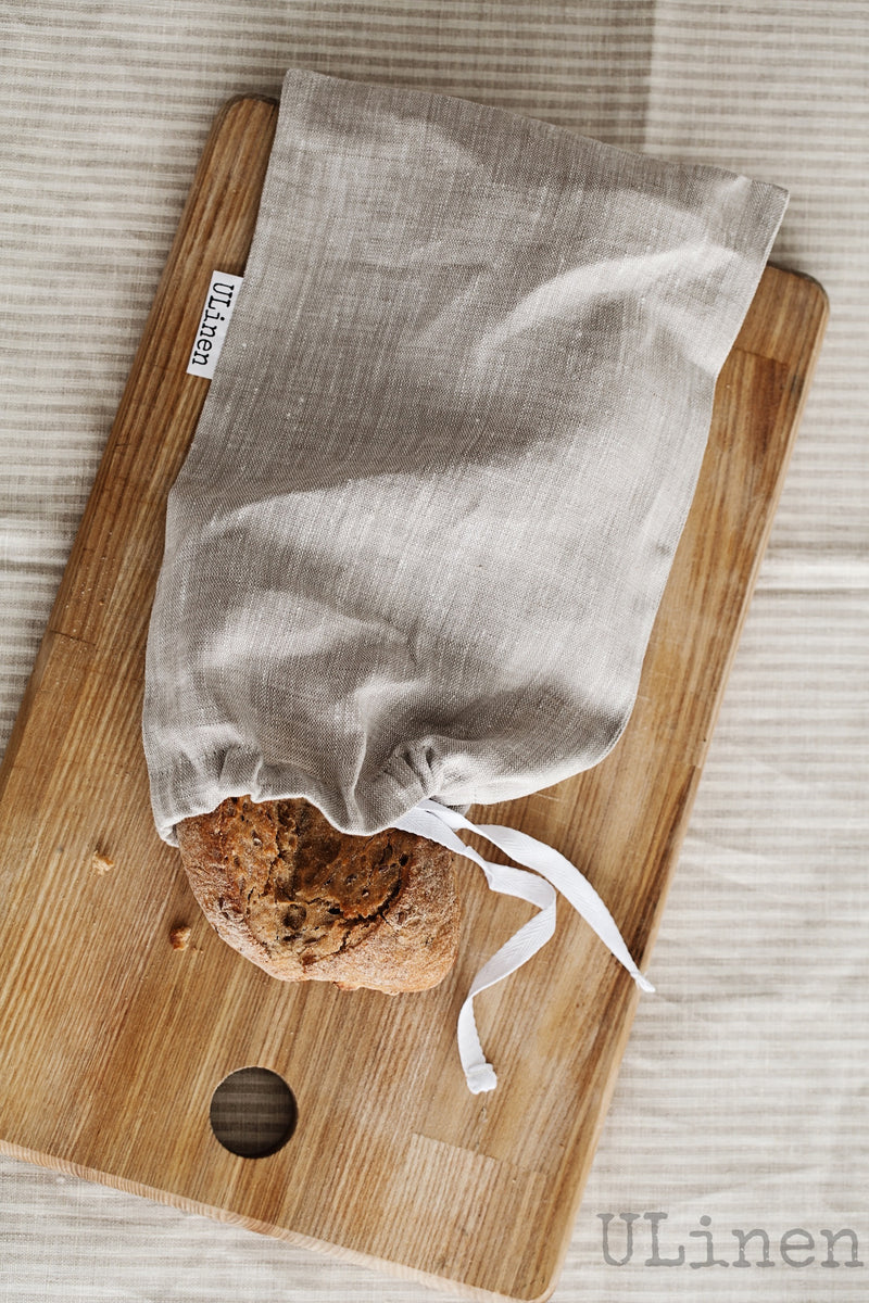 Linen Bread Bag (with drawstring)