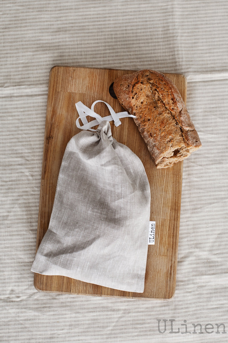 Linen Bread Bag (with drawstring)