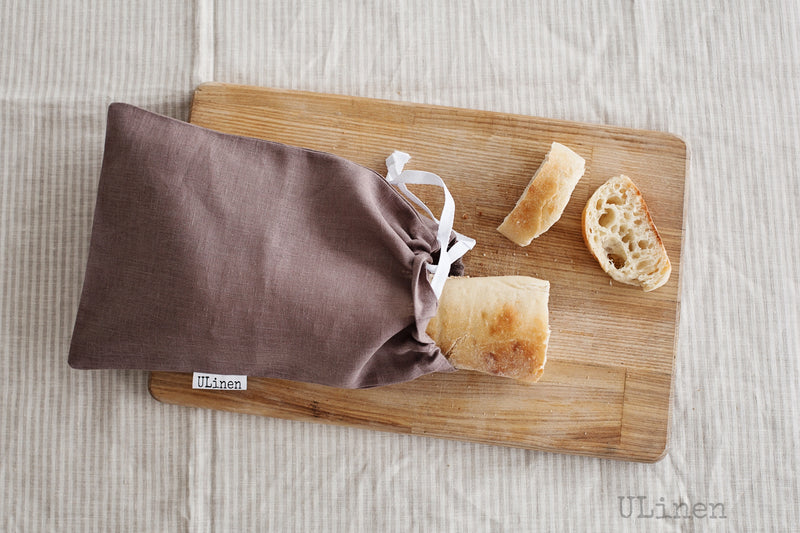 Linen Bread Bag (with drawstring)