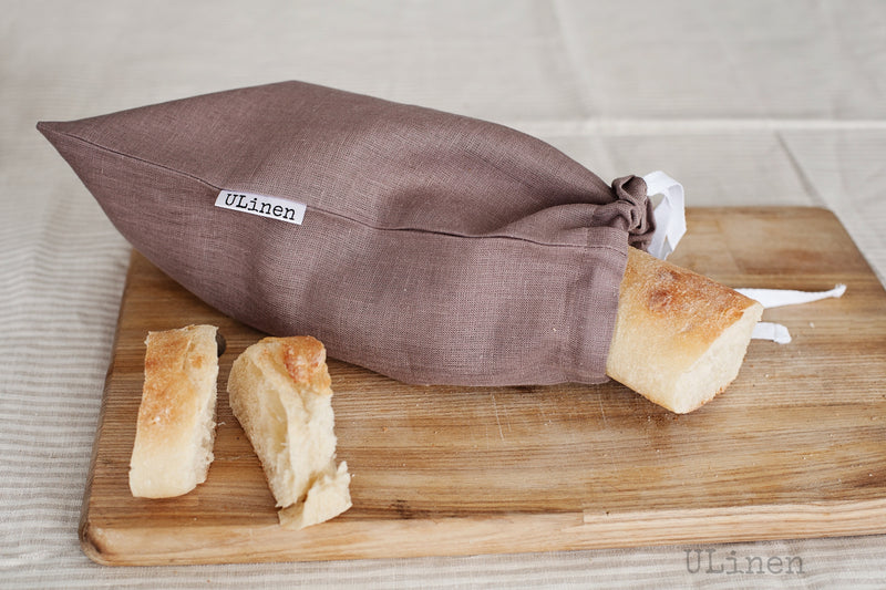 Linen Bread Bag (with drawstring)