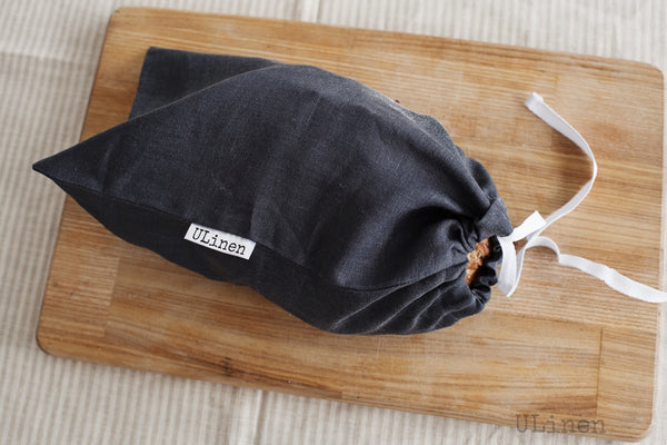 Linen Bread Bag (with drawstring)