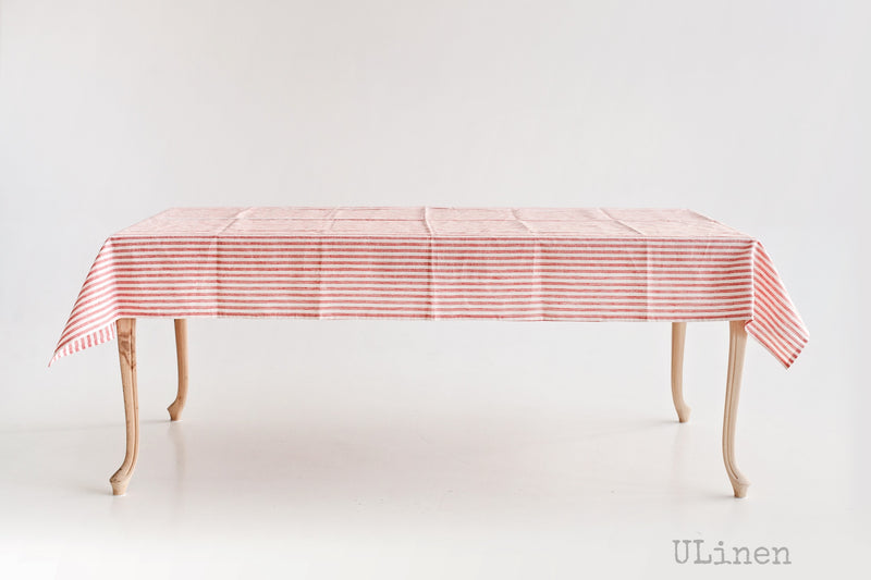 Red Linen Tablecloth in Cages