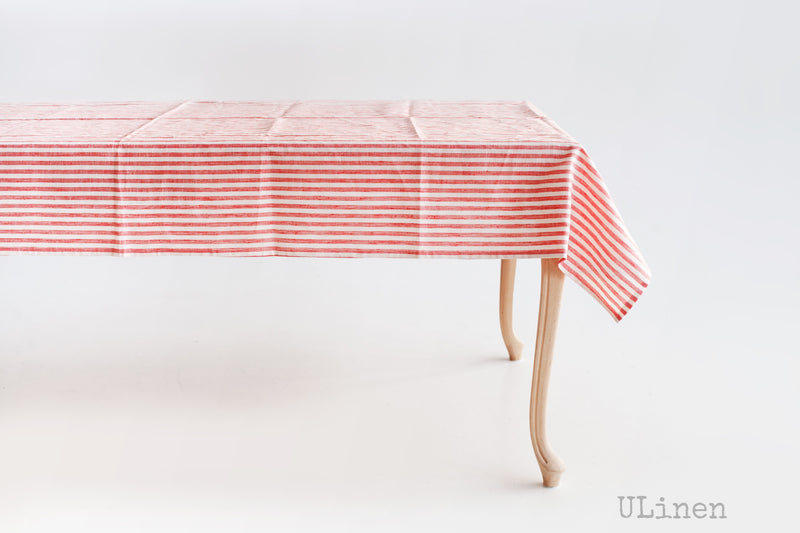 Red Linen Tablecloth in Cages