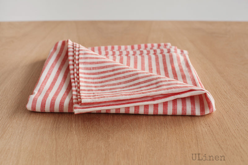 Red Linen Tablecloth in Cages