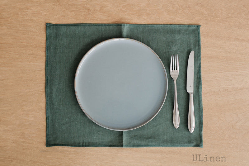 Set of 2 Reseda Green Linen Placemats