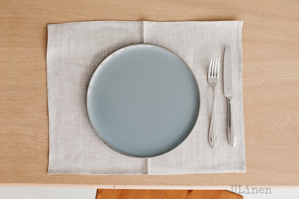 Set of 2 Silk Grey Linen Placemats