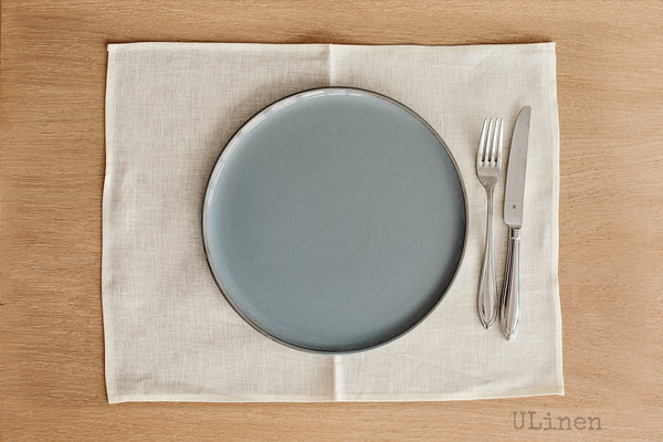 Set of 2 Pure White Linen Placemats