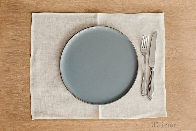 Set of 2 Pure White Linen Placemats