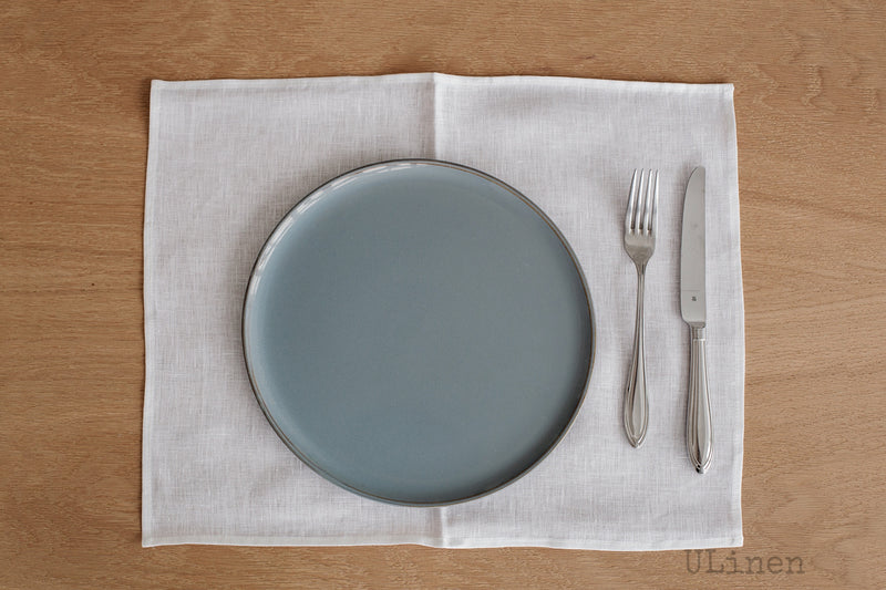 Set of 2 White Linen Placemats