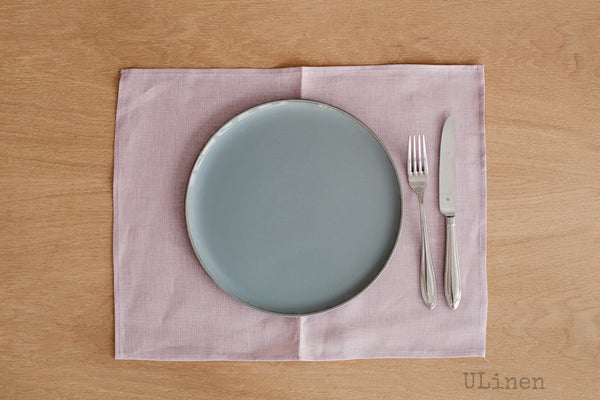 Set of 2 Light Pink Linen Placemats