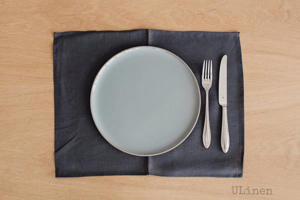 Set of 2 Basalt Grey Linen Placemats