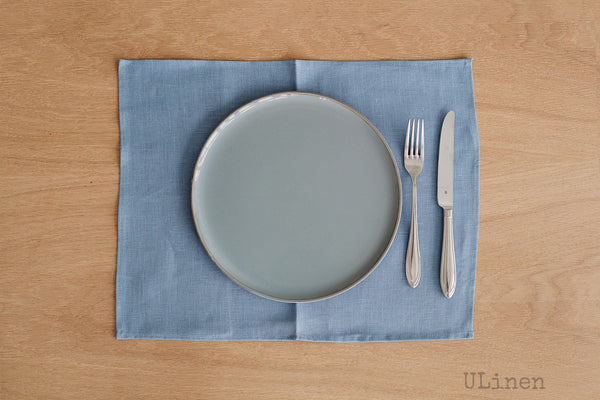 Set of 2 Brilliant Blue Linen Placemats