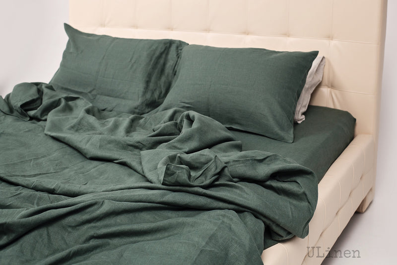 Reseda Green Linen Pillowcase