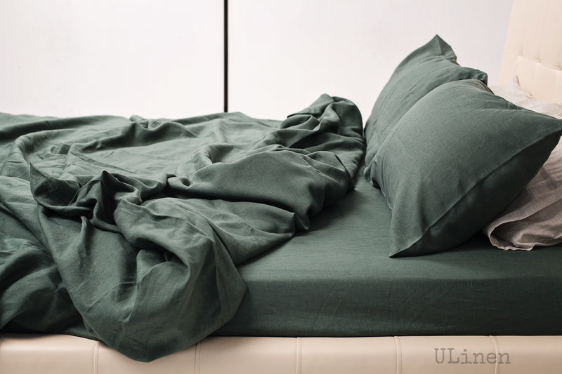 Reseda Green Linen Pillowcase