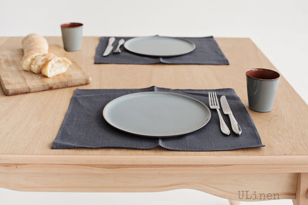 Set of 2 Basalt Grey Linen Placemats