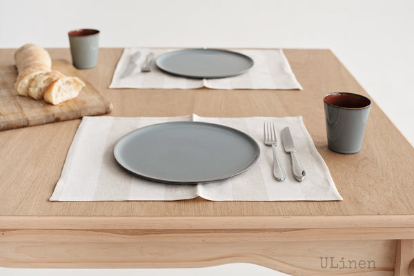 Set of 2 Cream & Silk Linen Placemats