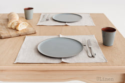 Set of 2 Silk Grey Linen Placemats