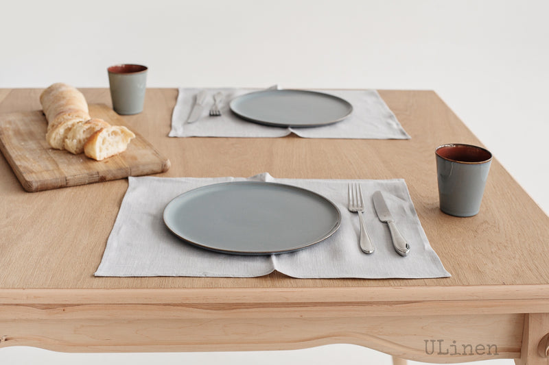 Set of 2 Telegrey Linen Placemats