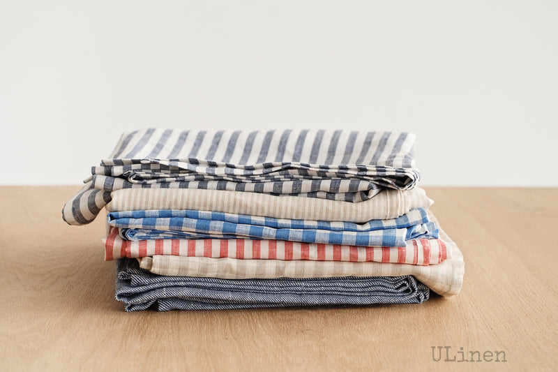 Beige Linen Tablecloth in Cages